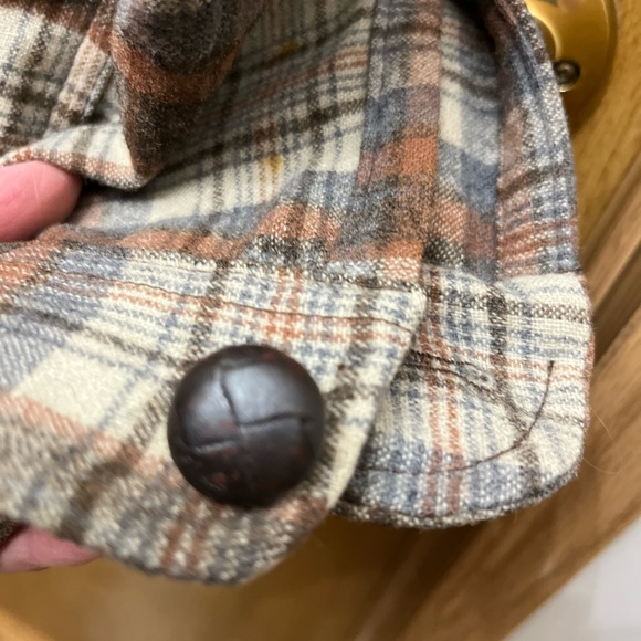 Pendleton Lightweight Shirt Jacket Brown & Beige Plaid VTG Mens Large EUC - Picture 6 of 9